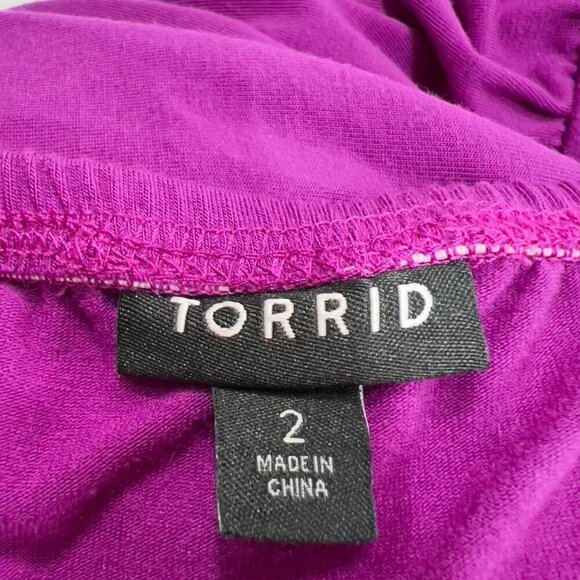 Torrid Plus Criss Cross Back High Neck Purple Dress - Picture 6 of 9